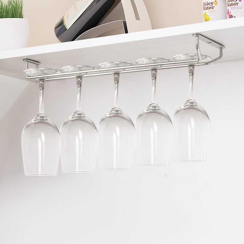CUKE2BEET 15.7 Inch Stainless Steel Wine Glasses Rack Under Cabinet Stemware Rack, Rust Resistant - Image 4